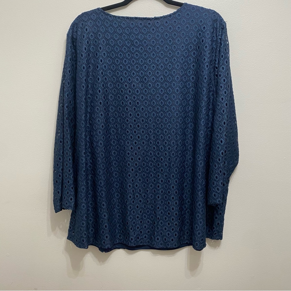 Ruby Rd. Blue Eyelet Overlay Blouse - image 8